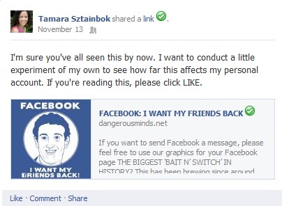 Facebook: I want my friends back, Edgerank, Facebook
